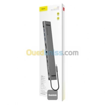BASEUS ELITEJOY 11 PORT TYPE-C HUB ADAPTER - 3 x USB 3.0 - RJ45 - CARTE SD&TF - 2 HDMI - VGA -TYPE-C