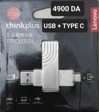Lenovo-Clé USB + type c 256Go ThinkPlus 2 en 1 original