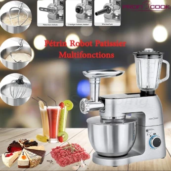 Pétrin Robot Pâtissier Multifonctions 3en1 1500 Watts -PROFI COOK