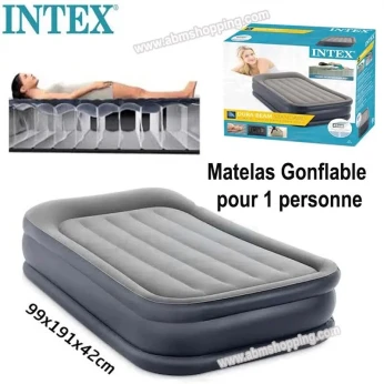 Matelas Gonflable FiberTech Avec Pompe Electrique Intégrée, 99x191x42 (Facturation Disponible)
