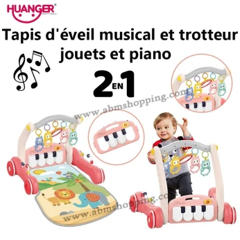 Tapis d éveil musical et trotteur avec des jouets et un piano 2en1 | HUANGER