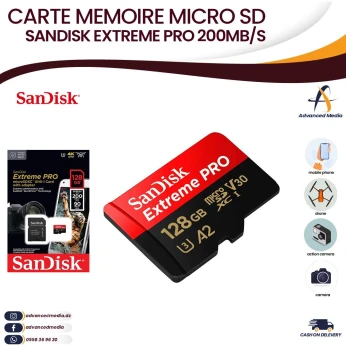 SanDisk 64Go /128Go/256Go Extreme Pro Carte microSDXC + RescuePRO Deluxe, jusqu'à 200 Mo/s