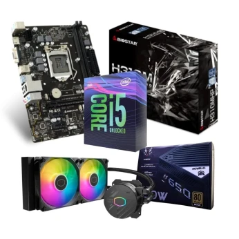Intel Core i5-9600KF + CM Biostar H310 + Alime Hybrok 650W Bronze + Watercooling Cooler Master 240 L
