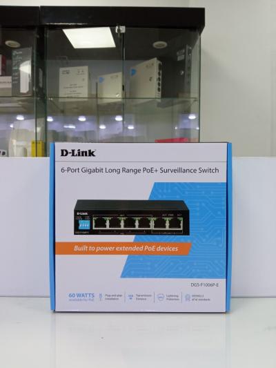 D-Link 6-Port Gigabit PoE Switch with 4 Long Reach PoE Ports and 2 Uplink Ports DGS-F1006P-E