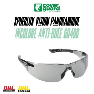 lunette de sécurité spherlux vision panoramique incolore anti-buée - coverguard