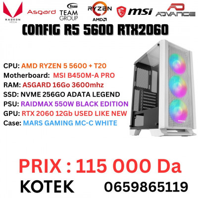 CONFIG PC GAMER RYZEN 5 5600 RTX 2060 12 Gb 16 GO RAM 256 NVME