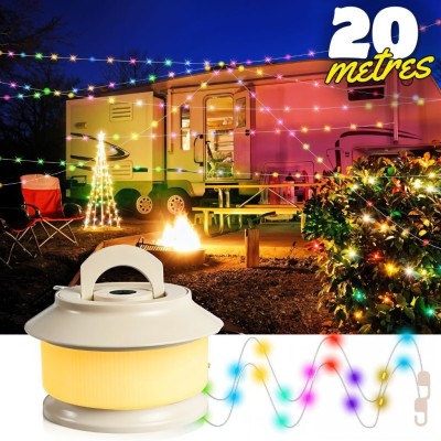 Guirlande Lumineuse Extérieure Rechargeable 20M - مصابيح سلسلة قابلة لإعادة الشحن