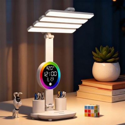 Lampe LED de Bureau Multifonction  Alarme Intégrée et Lumière RGB Ambiante