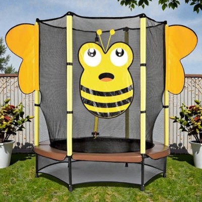 Trampoline Rond avec Filet de Protection pour Enfants