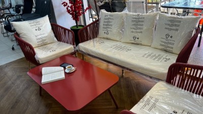 Salon de jardin 5 places  Aluminium & Corde tressée 