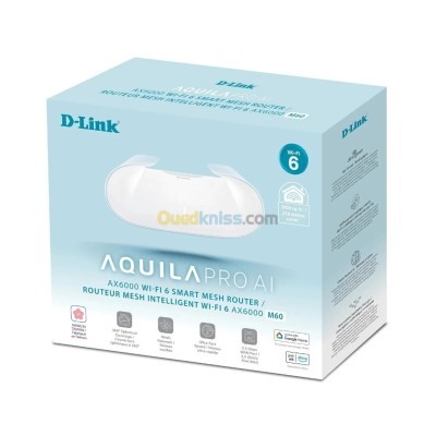D-LINK AQUILA PRO AI M60 ROUTEUR MESH WIFI 6 AX6000 - AI - 2.5G WAN - 4 LAN - WPA3 - DESIGN INCURVÉ