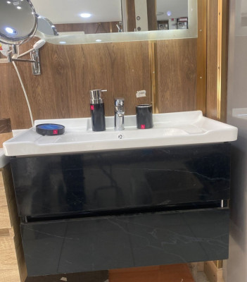 meuble salle de bain + miroir LED + vasque 