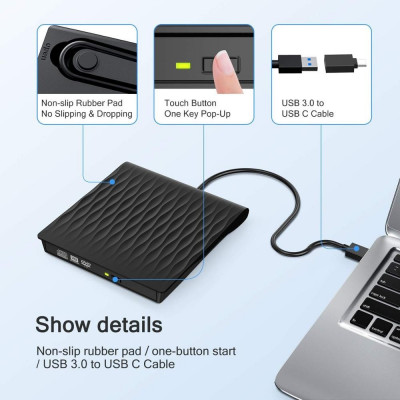 iDsonix Slim External Blu ray CD/DVD Drive USB3.0 Player Burner