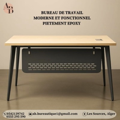 Bureau de travail importation moderne et fonctionnel en mdf  piètement époxy 