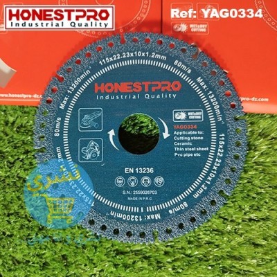 Disque Diamant 115 mm Universel a couper / 1.2 mm Honestpro YAG0334