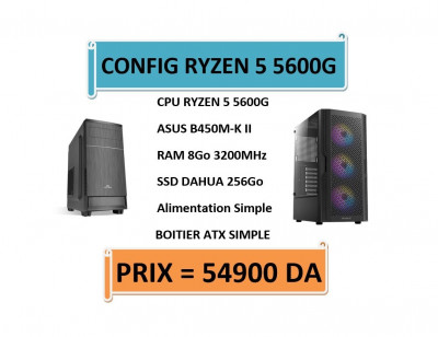CONFIG RYZEN 5 5600G / ASUS B450M-K II / 8GO 3200MHz / SSD 256Go