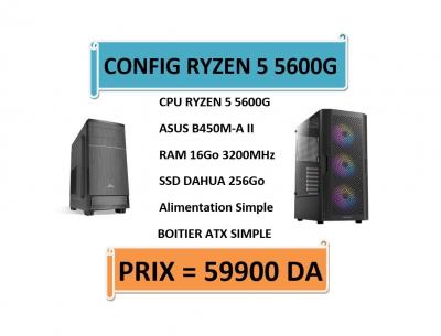 CONFIG RYZEN 5 5600G / ASUS B450M-A II / 16GO 3200MHz / SSD 256Go