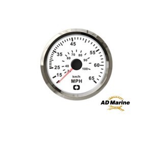 Indicateur de vitesse Pitot 0-65 MPH blanc/polie pour bateau 