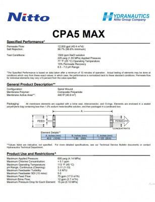 Membranes 8040 Hydranautics CPA5-MAX 