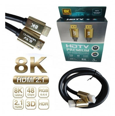 Cable HDMI V 2.1 8K 1,5Metre/3M/5M/10M/15M/20M
