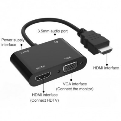 Adaptateur HDMI To HDMI +VGA & Audio 