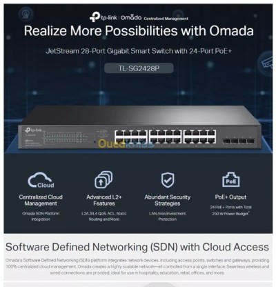 SWITCH 28 PORTS GIGABIT AVEC 24 PORTS POE + 4 PORTS SFP