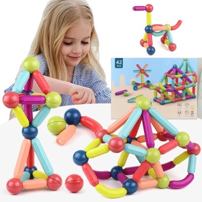 Jeu de Construction Magnétique 42 Pièces pour Enfants