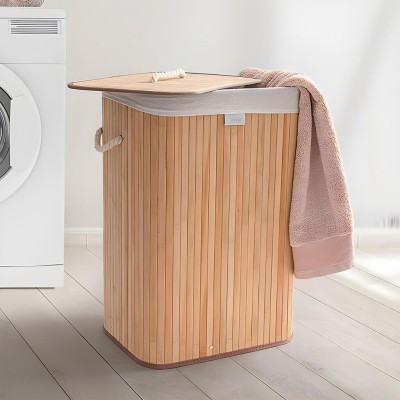 Panier à Linge Bambou Grand Format  Rangement Pratique et Élégant