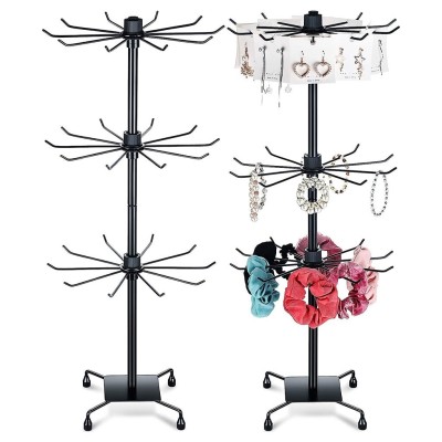 Support à Bijoux Rotatif en Métal  3 Niveaux Réglables pour un Rangement Chic et Pratique 