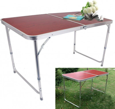 Table Pliante Valise Portable En Métal Aluminium 120 X 60 X 70 Cm طاولة محمولة قابلة للطي