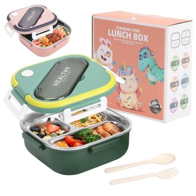 Boîte à lunch 1000 ml avec 3 compartiments pour enfants en acier inoxydable 