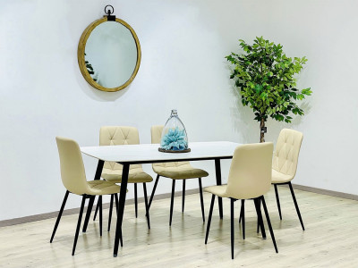 Table de cuisine avec 6 chaises céramique 160 x 89 cm disponible couleurs 