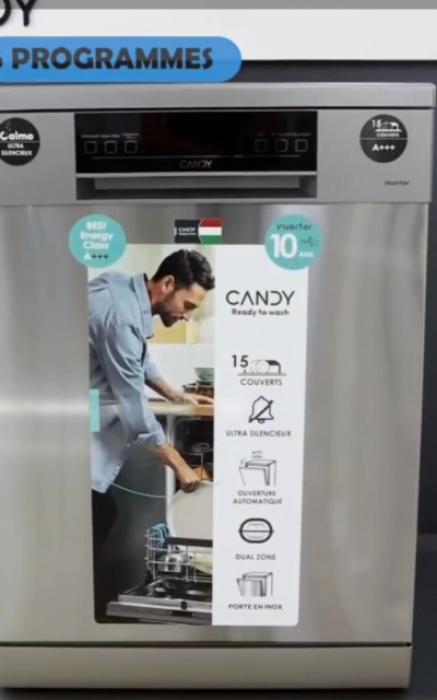 PROMOTION LAVE-VAISSELLE CANDY 15 COUVERTS INOX 3TIROIRS