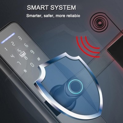 Serrure d'empreinte digitale, WiFi/cartes IC/mots de passe/intelligente écran tactile à clé 