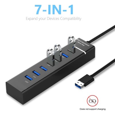 HUB Concentrateur USB 3.0 7 Ports USB 3.0 30cm Pour PC Linux MacOS