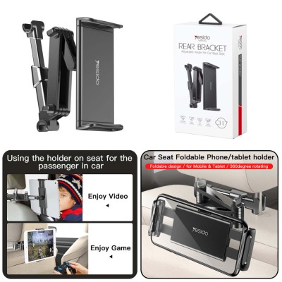 YESIDO C117 Support Voiture Siège Arrière pour Tablette et Smartphone sur Appui-tête