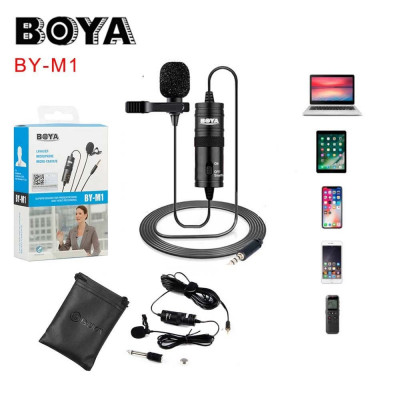 Boya BY-M1 Auxiliaire Microphone cravate 3,5 mm pour Smartphone/Canon/Nikon  Noir