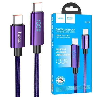 Cable Type-c Vers Type-c 100W avec affichage Puissance LED HOCO U125 1.2m