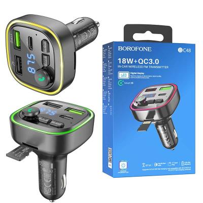Emetteur FM Bluetooth + chargeur AUTO type-c et 2 x USB QC3.0 18W Borofone BC48