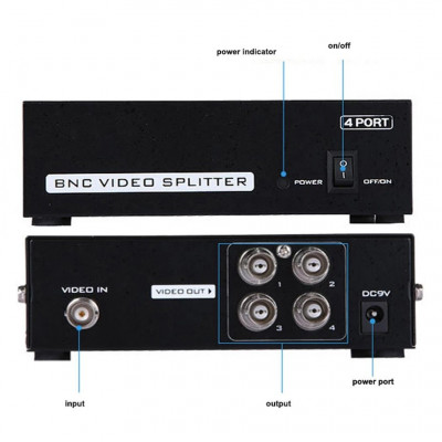 Splitter Video répartiteur BNC 4 Sortie CCTV DVR Coaxial MT-104BNC