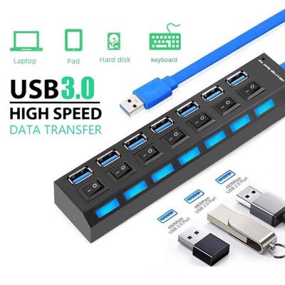 Hub USB 3.0 HI-Speed 7 Ports USB Avec Interrupteur Marche/Arrêt Pour PC MacOS