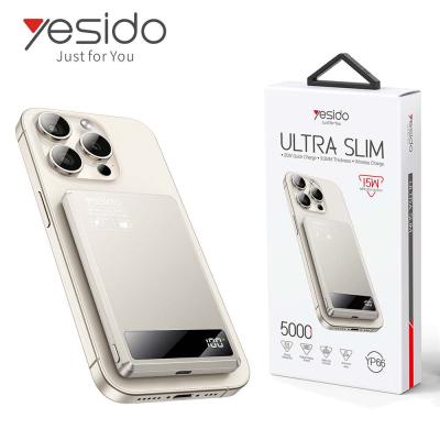 YESIDO YP66 Power Bank Ultra-Fin 5000mAh Charge Sans Fil 15W Magnétique
