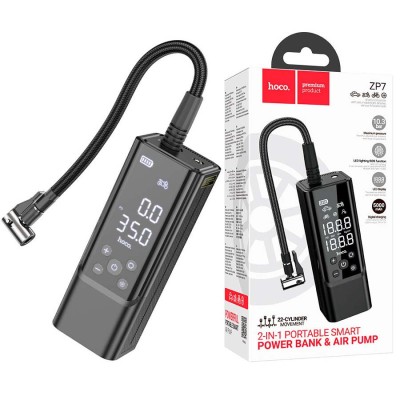 HOCO ZP7 Pompe à Air Portable 5000mAh Compresseur USB-C avec Power Bank pour Voiture Moto et Ballons