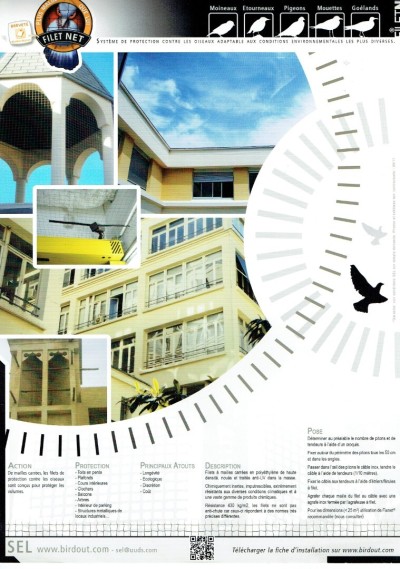 Filet anti-pigeons et moinaux  10mX10m