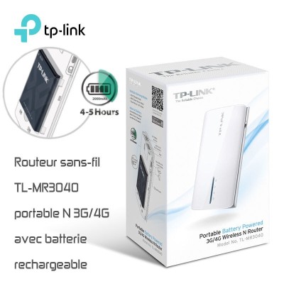 ROUTEUR TL-MR3040 TP-LINK SANS FIL PORTABLE AVEC BATTERIE RECHARGEABLE // REF : 2594