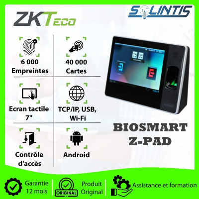 Terminal de pointage (Pointeuse) Biométrique à empreinte et carte BIOSMART ZPAD