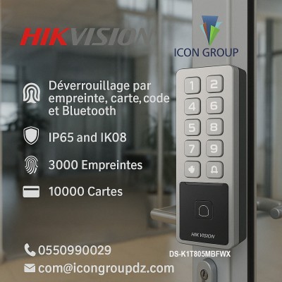 Terminal de contrôle d'accès et pointeuse biométrique HikVision DS-K1T805MBFWX