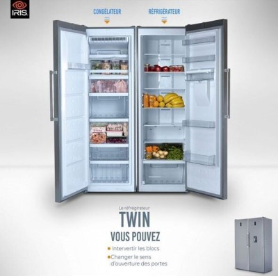 TWIN IRIS REFRIGERATEUR 455L + CONGELATEUR 338L