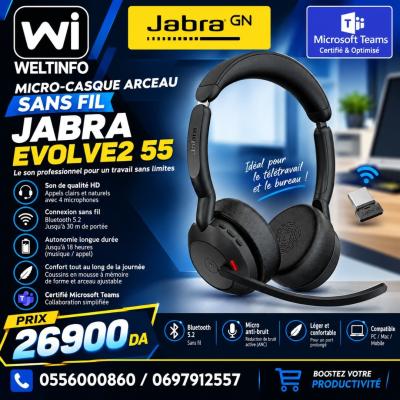 سماعات-الرأس-و-أجهزة-الصوت-micro-casque-arceau-sans-fil-jabra-evolve2-55-الجزائر-وسط