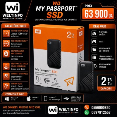 أقراص-صلبة-disque-ssd-western-digital-my-passport-2-to-usb-type-c-32-gen-31-gris-الجزائر-وسط